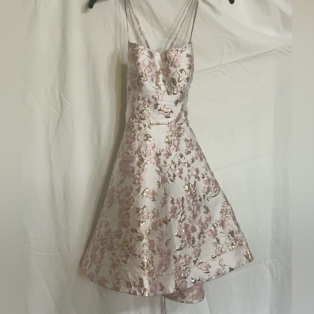 B Darlin size 3/4 Pink, gold, and rose gold floral cocktail dress